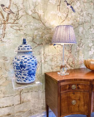I can see clearly now… 🎵 
•
•
•
#theperfectpeony #aninspiredhome #lucitestand #blueandwhite #antiques #patternlampshades #tylertexas #interiordesign #accessories #decor
